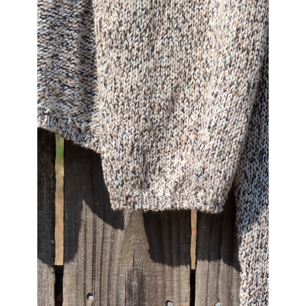 Cato Coffee Date Marled Knit Asymmetrical Crossover Sweater Tan Cream Large - Picture 3 of 8